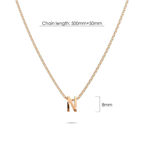 Initials Brick Alphabet Letter Necklace Rose Gold Layered Steel Jewellery